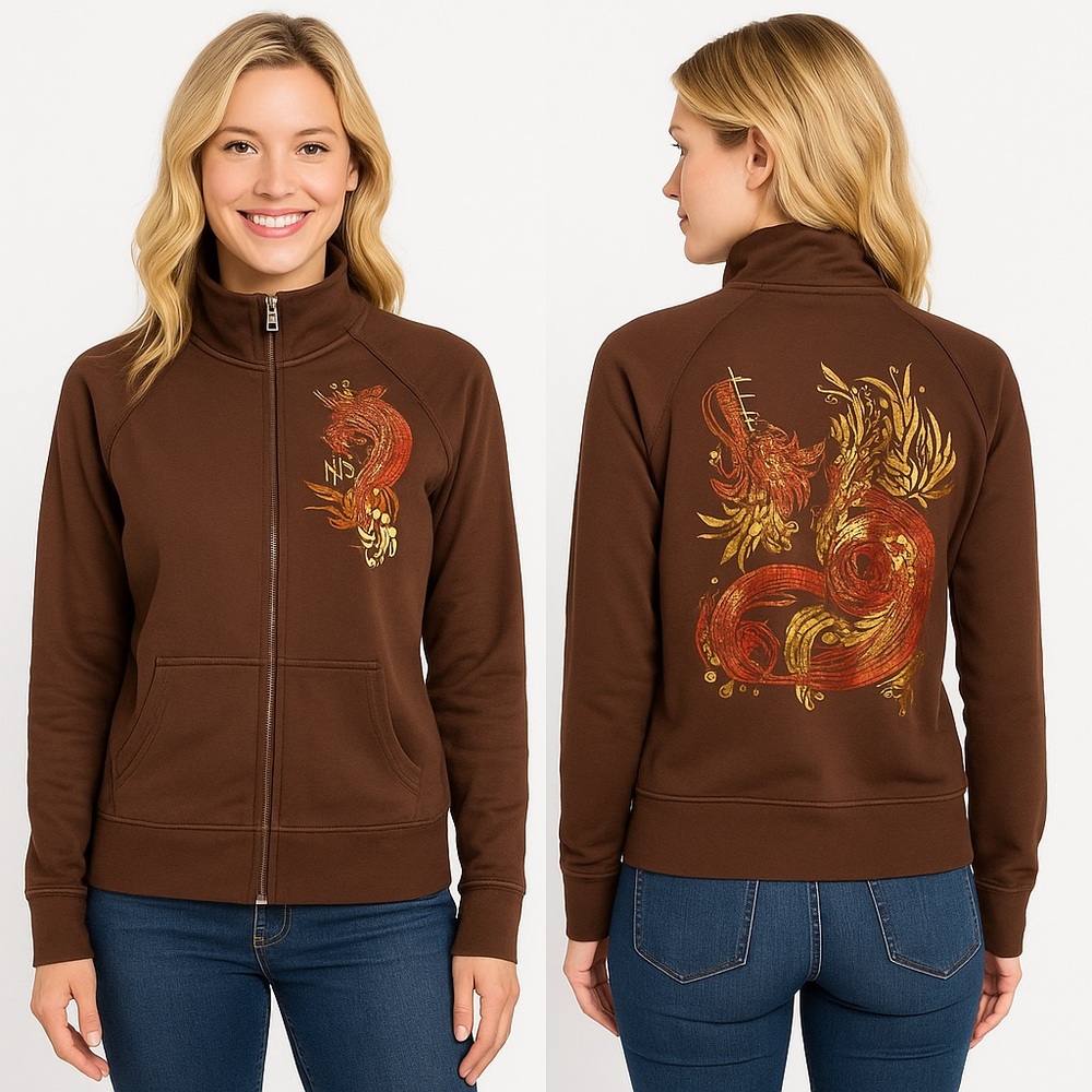 Cirque du Soleil “KÀ” Brown Dragon Graphic Zip Up Jacket Women’s Large NWT ARC